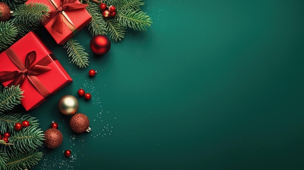 sfondo verde Natale con albero di Natale