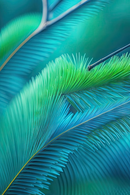 Sfondo verde naturale di un ramo di pino da vicino tonico nel classico colore blu alla moda