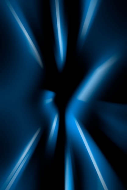 sfondo verticale al neon astratto raggi al neon blu su sfondo nero