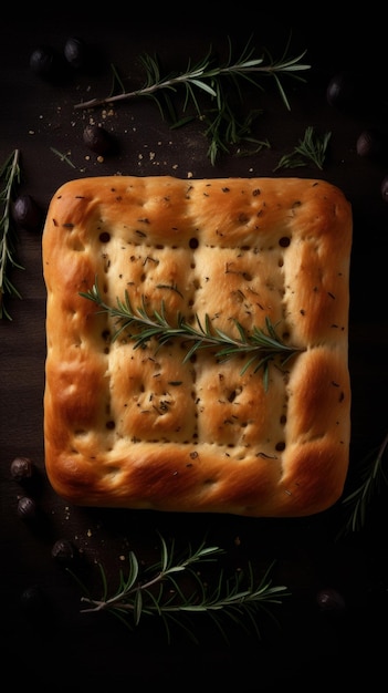 Sfondo verticale di pane focaccia appena sfornato