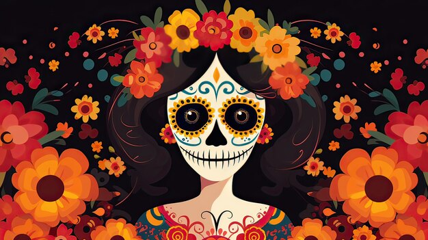 Sfondo vettoriale Catrina per la celebrazione del giorno dei morti