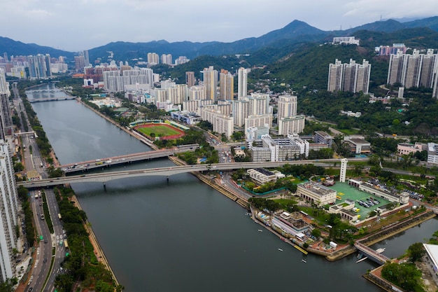 Sha Tin, Hong Kong 04 maggio 2019: Vista dall'alto della città di Hong Kong