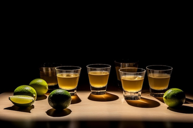 Shadows Shots Tequila sullo sfondo nero