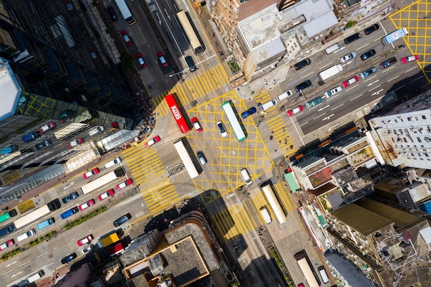 Sham Shui Po, Hong Kong 12 settembre 2019: Vista dall'alto della strada del traffico di Hong Kong