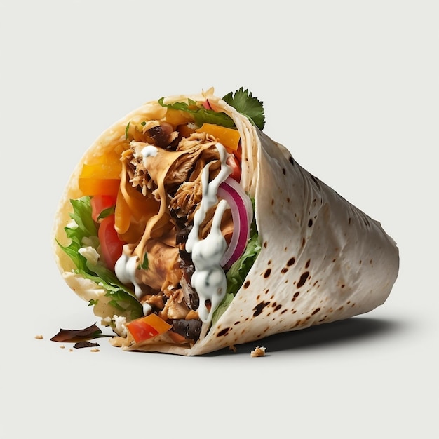 Shawarma isolato su sfondo bianco e nero IA generativa