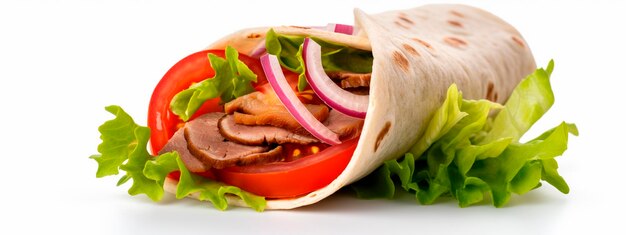 Shawarma isolato su sfondo bianco IA generativa