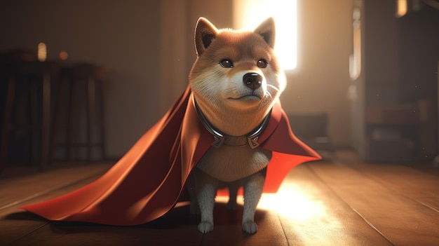 Shiba inu supereroe arte digitale illustrazione AI generativa