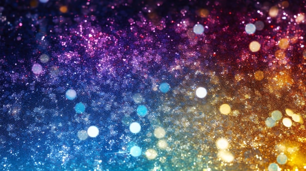 Shiny Rainbow Glitter con effetto Bokeh nella notte nera