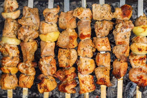 Shish kebab caucasico su spiedini