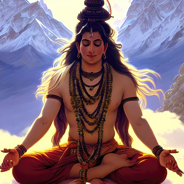 Shiva pittura arte simbolica del potere e della pace nell'induismo