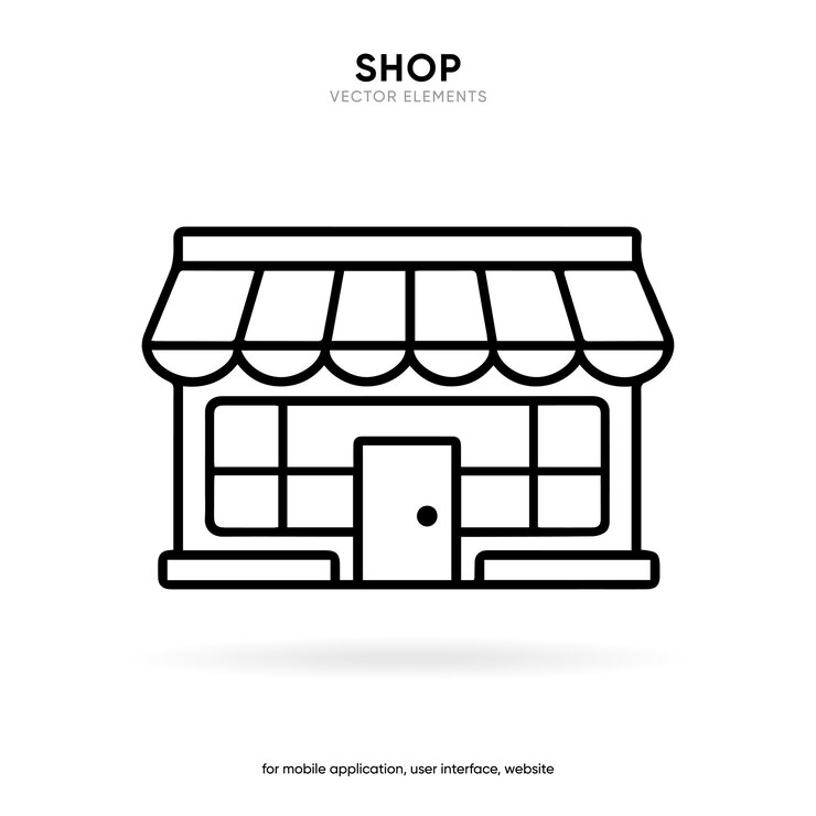 Shop 3d flat black and colorful icons Thin line symbol for design logo or icon Visit card shopping