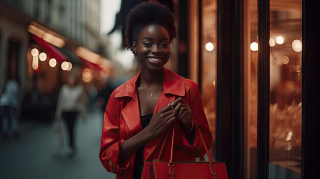 Shopper elegante con borsa rossa