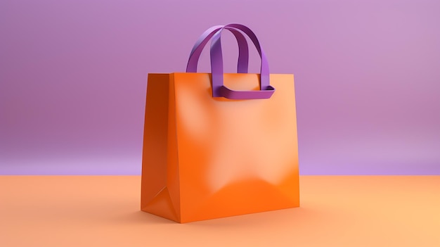 Shopping bag arancione e viola 3d illustrazione generativa ai