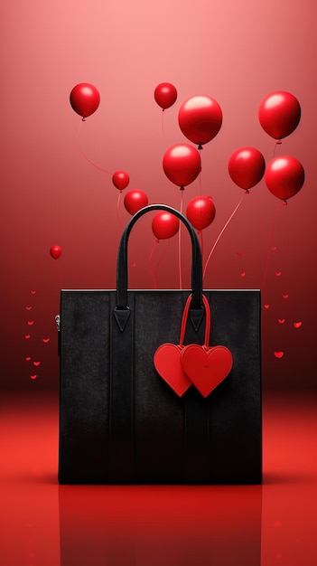 Shopping bag balloon black Friday mock up illustrazioni copia spazio generativo ai