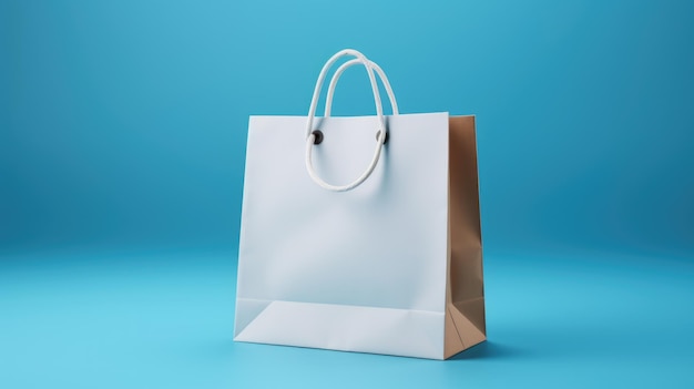 Shopping bag isolato su sfondo blu Creato con tecnologia generativa AI