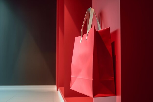 Shopping bag rossa con sconto di iscrizione