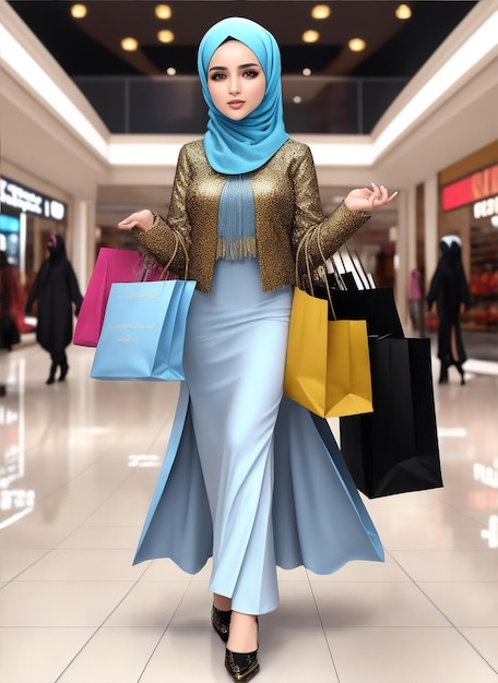 shopping di moda islamica donne shopping studio foto shopping borsa look moderno