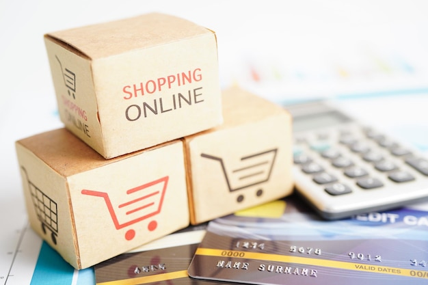 Shopping online Carrello con carta di credito import export finance commerce