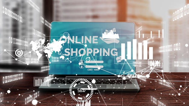 Shopping online e tecnologia del denaro su Internet concettuale