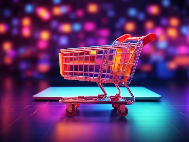 Shopping online moderno e brillante che illumina il mondo dell'e-commerce