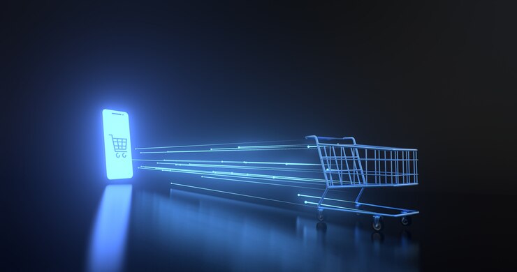 Shopping online on website or mobile application.