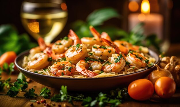 Shrimp alla griglia, deliziose spezie condimentate con riso.