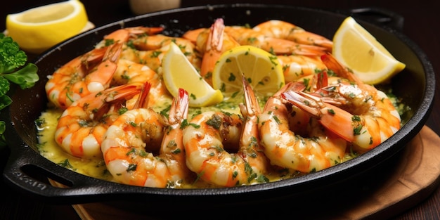 Shrimp Sizzling Scampi Frutta di mare sensazione piccante e aromatica delizia italiana