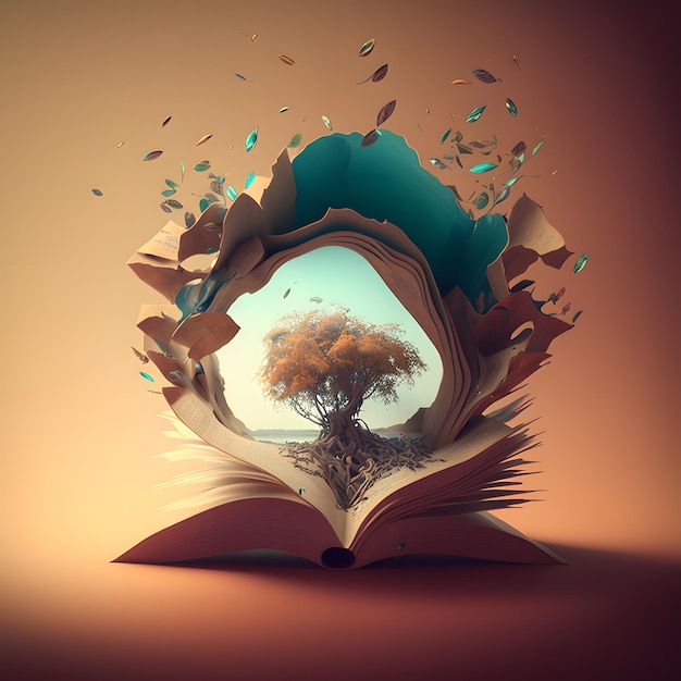 Si apre un libro su una pagina che contiene un albero al suo interno