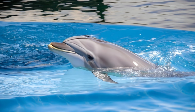 si vede un delfino nuotare nell'acqua.