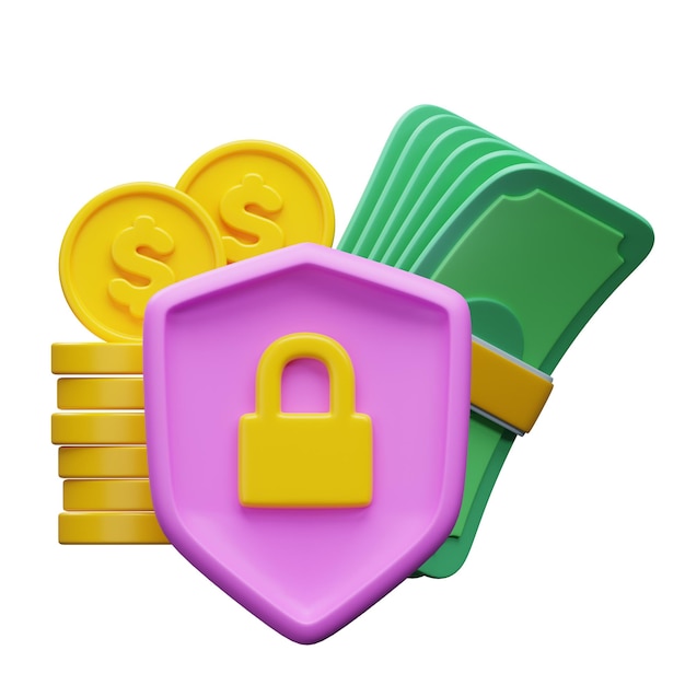 Sicurezza finanziaria 3D render isolato su sfondo bianco