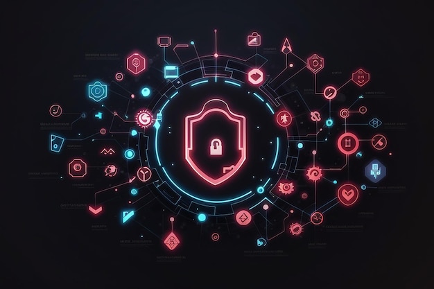 Sicurezza informatica con icona chiave su sfondo scuro della tecnologia digitale