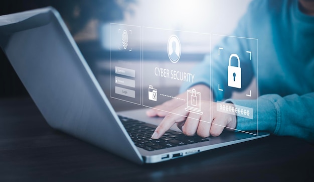 Sicurezza informatica e sicurezza password login concetto online Mani digitare e inserire nome utente e password di social media accedere con lo smartphone a un account bancario online protezione dei dati hacker