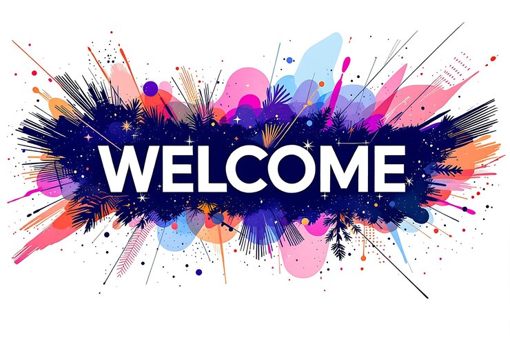 Sign Bunner di benvenuto iscrizione calligrafica con linee lisce sfondo colorato Testo per invito a cartolina T-shirt design di stampa banner poster icona web illustrazione isolata