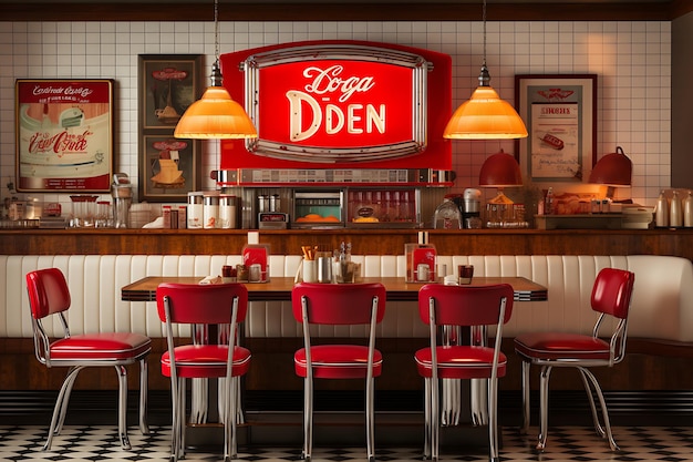 Sign Storefront Vintage Tin Sign Retro Diner Nostalgico Rosso e Bianco Colore T design elegante