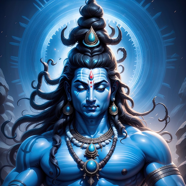 signore dio di shiva in colore bluillustrazione vettoriale di uno sfondo per dio shivastatua del dio di shiva