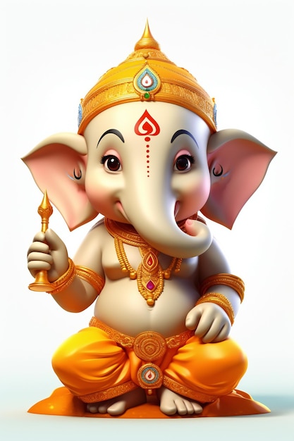 Signore Ganesha 3D su uno sfondo isolato