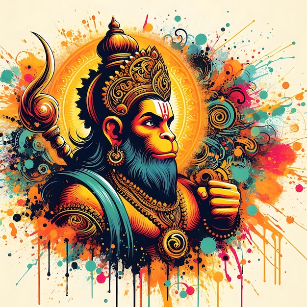 Signore Hanuman per il disegno dell'illustrazione di Hanuman Jayanti