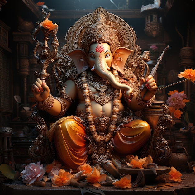 Signore indù Ganesha primo piano estremo IA generativa