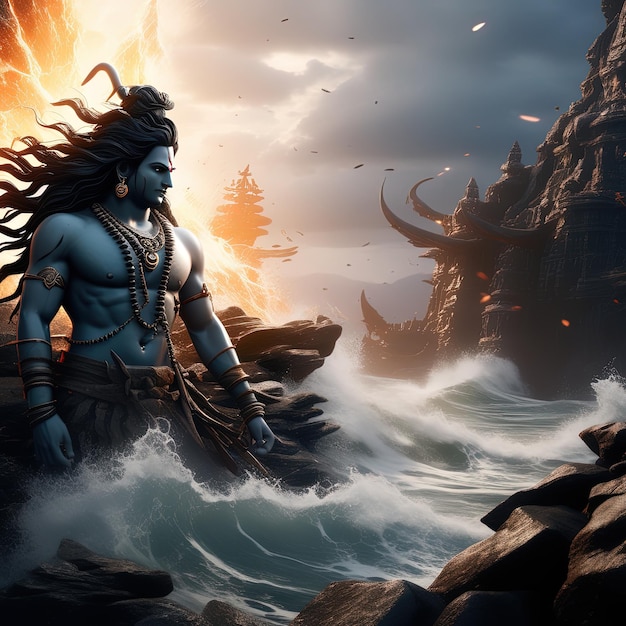 signore shiv shiv ji meditazione nella giungla generativo ai indù shiv ji Shivratri meditazione signore