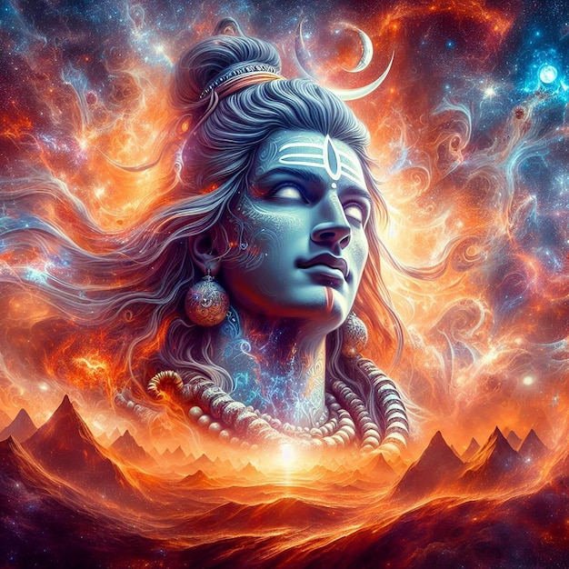 Signore Shiva 3d carta da parati banner Mahadev ai generato