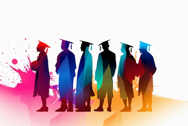 Silhouette colorate di laureati in berretto