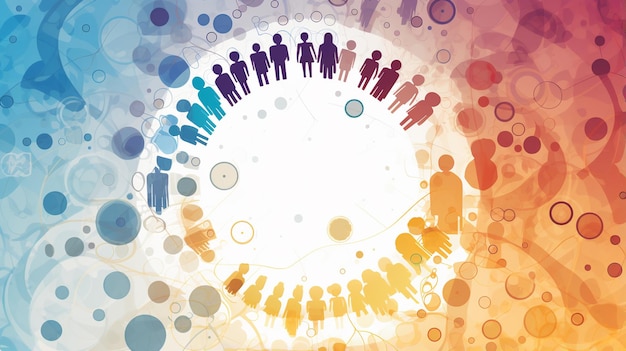 Silhouette colorate di persone hanno creato una rete