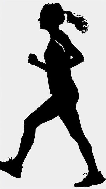 Silhouette corridore femminile cartone animato vettore sfondo bianco esercizio di fitness