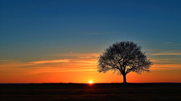 Silhouette del tramonto bellezza della natura nel tranquillo crepuscolo IA generativa