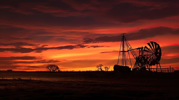 Silhouette dell'attrezzatura agricola del raccoglitore