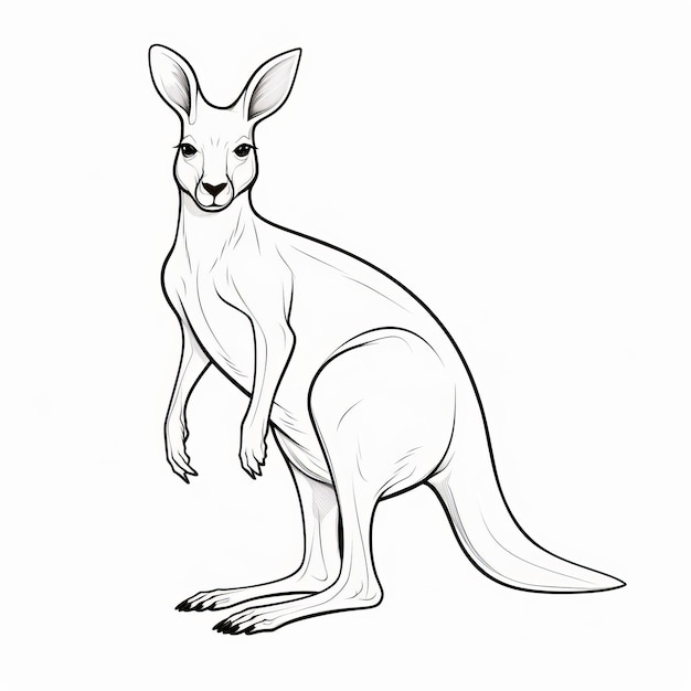 Silhouette dettagliata di canguro disegnando il contorno bianco e scuro di un animale antropomorfo