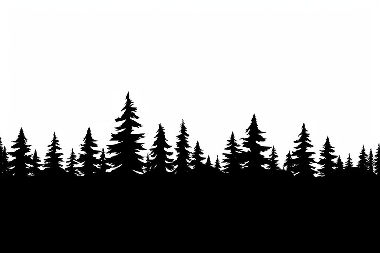 Foto silhouette di alberi forestali paesaggio naturale
