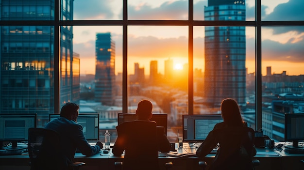 silhouette di colleghi di ufficio che hanno una discussione informale durante la riunione nella sala conferenze Team di uomini d'affari di successo Ai generativa