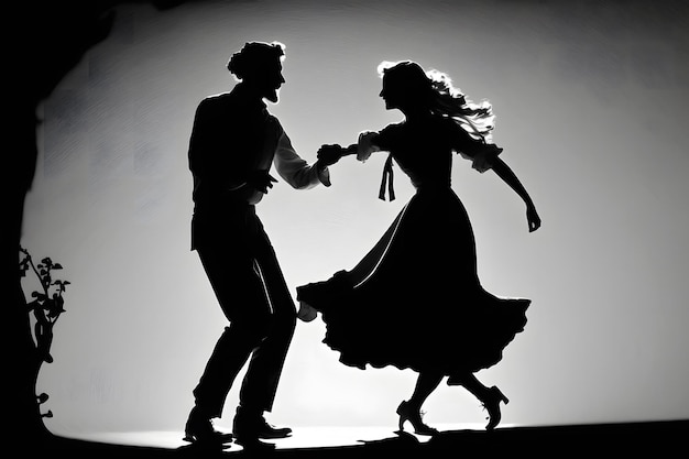 Silhouette di coppia danzante in stile halloween Rete neurale generata dall'intelligenza artificiale