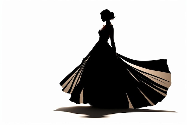 Silhouette di donna alla moda in abito Immagine bella illustrazione IA generativa